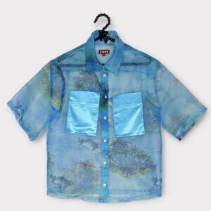 STAUD Cayman Organza Shirt - Blue Island